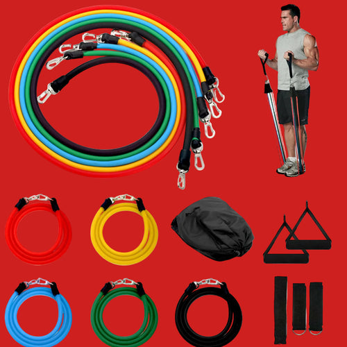 12PCS SET RESISTANCE BANDS WORKOUT EXERCISE CROSSFIT FITNESS YOGA TRAINING TUBES